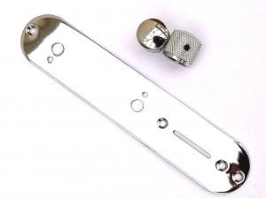 CHROME TELECASTER SWITCH PLATE with 2 KNOBS